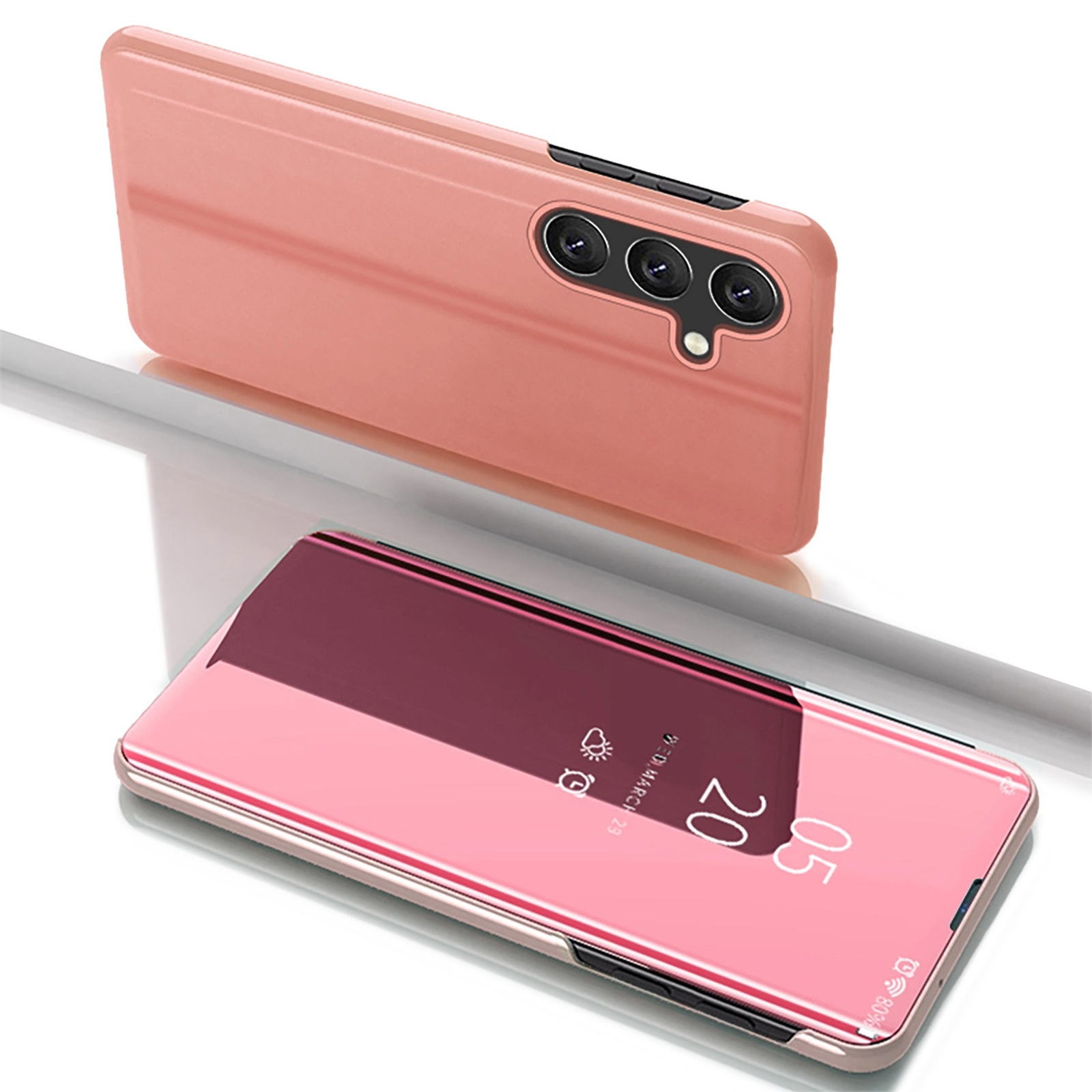 Etui pokrowiec z klapką do Samsung Galaxy S25+ Clear View Case – różowy