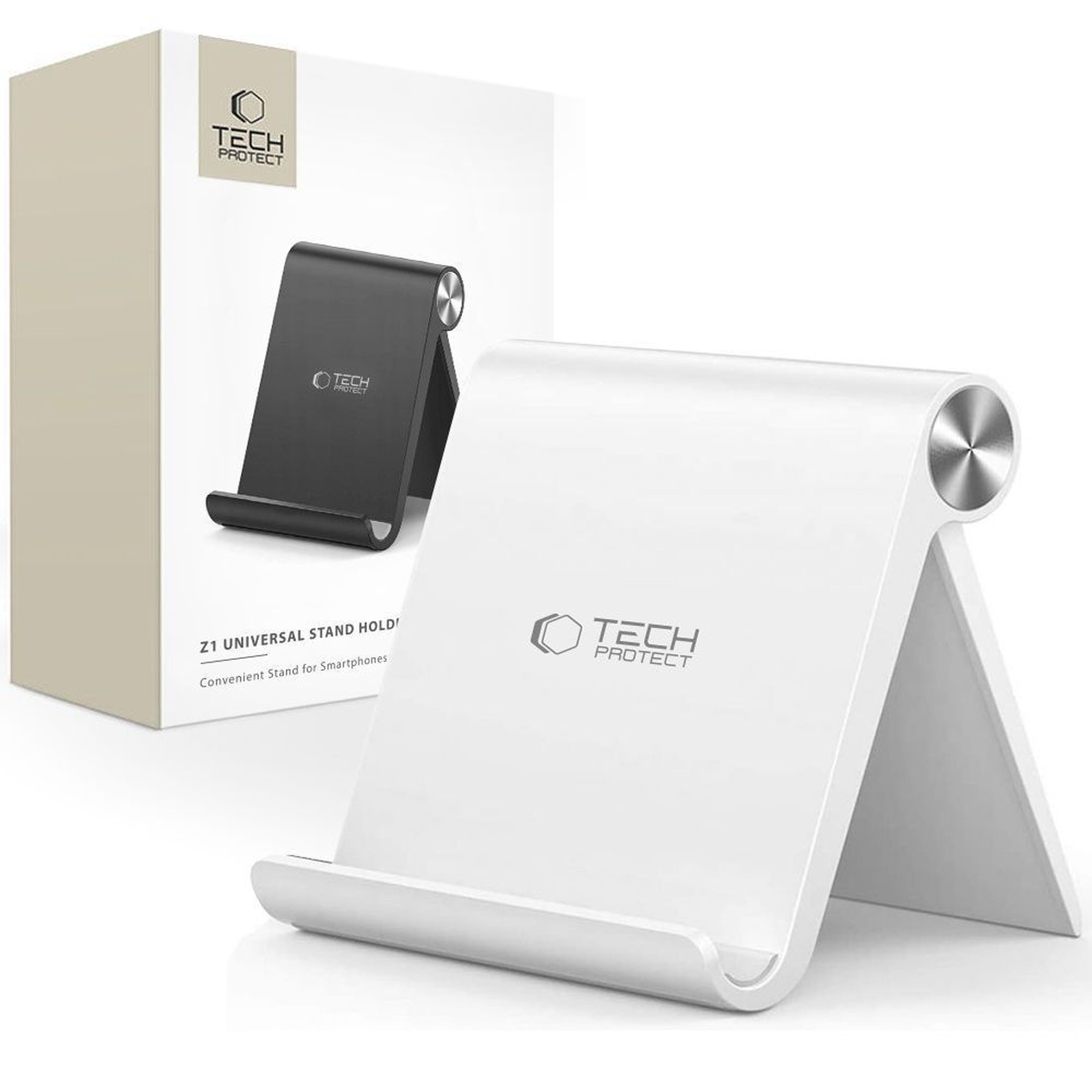 Stojak uchwyt biurkowy uniwersalny na smartfon tablet do 8” – biały