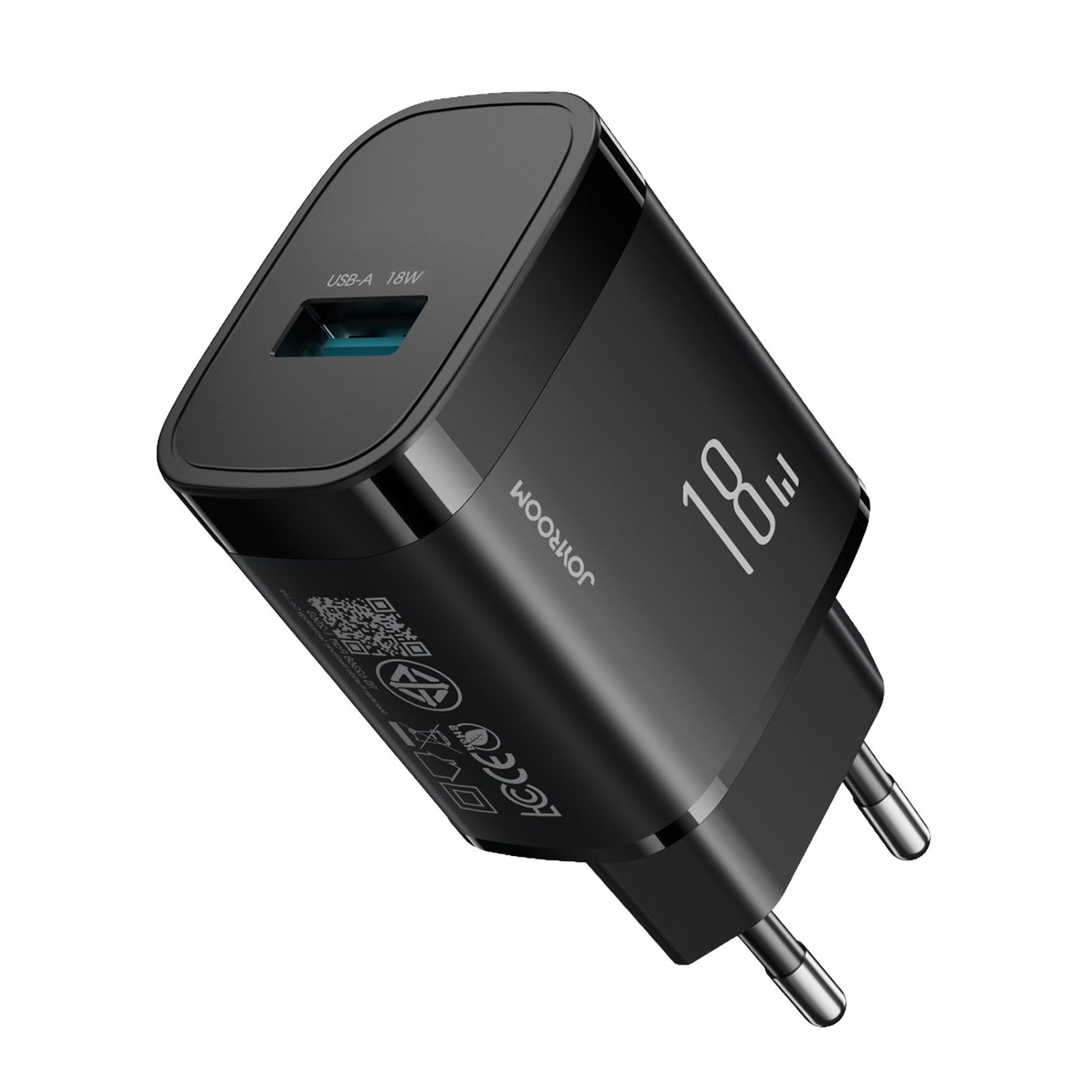 Ładowarka sieciowa USB-A 18W – czarna Ładowarka sieciowa USB-A 18W – czarna