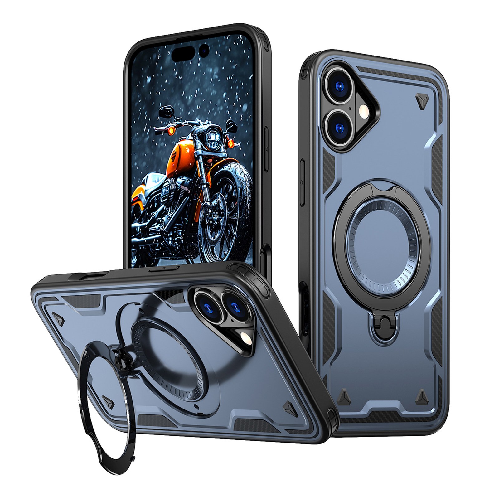 Etui pokrowiec na iPhone 16 Hybrid Armor Trendy MagSafe – niebieski