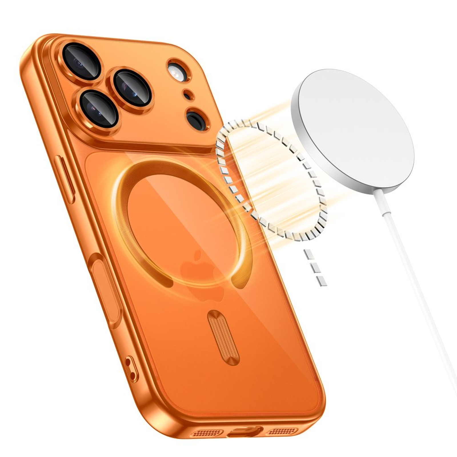 Etui pokrowiec na iPhone 17 Pro Max MagFlex MagSafe – przezroczysto pomarańczowy