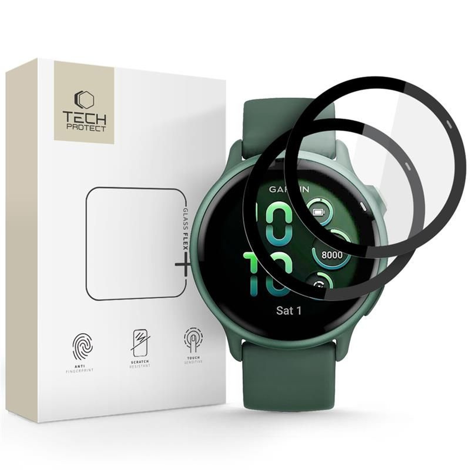 Szkło hybrydowe na zegarek Garmin Vivoactive 6 Glass Flex+ czarne – 2 szt.