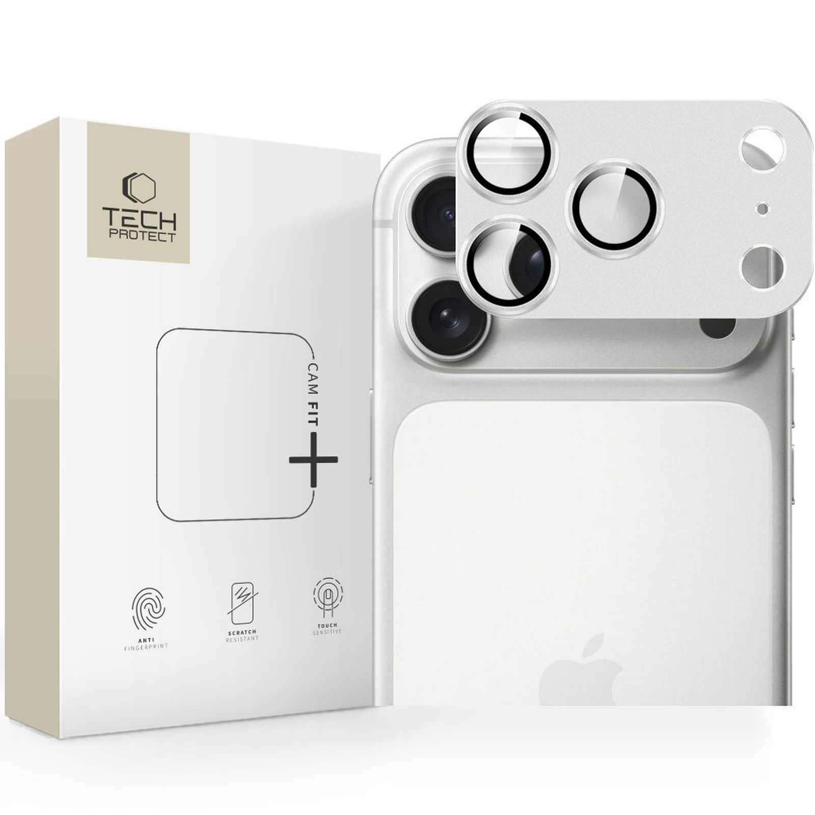 Szkło na obiektyw do iPhone 17 Pro Camfull Fit+ – srebrne